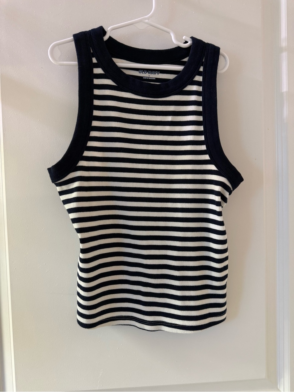 Old Navy Black & White Striped Ribbed Tank